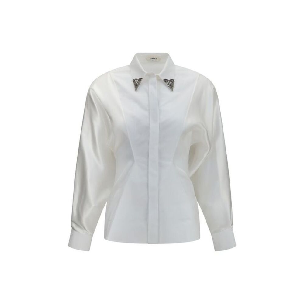 Versace White Cotton Dress Women's Shirt